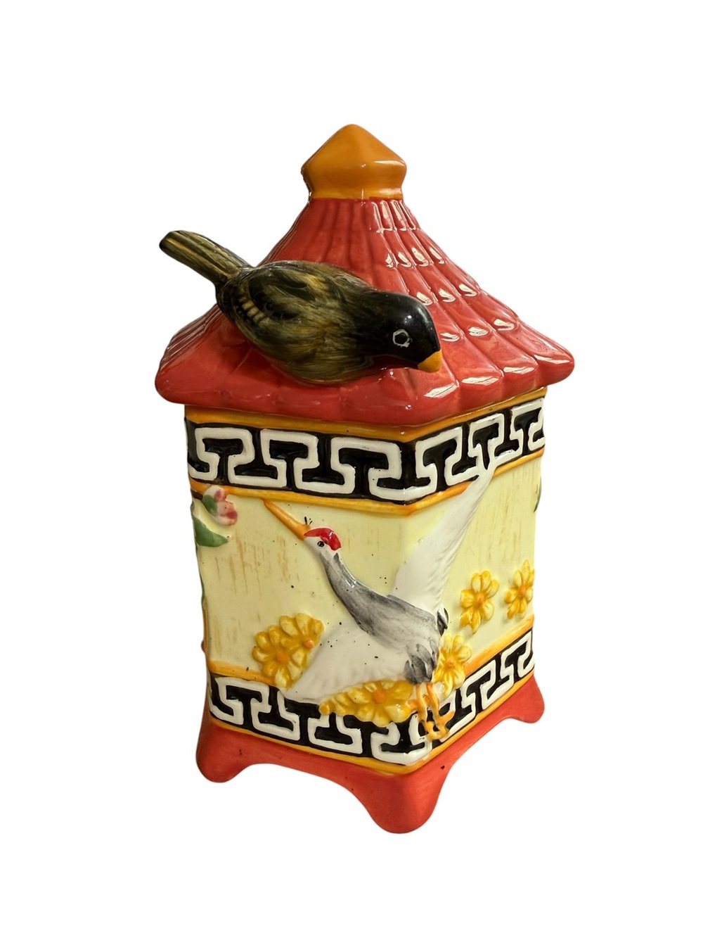 Chinese Ceramic Birdhouse Style Box from Witch’s Estate Sale Great condition